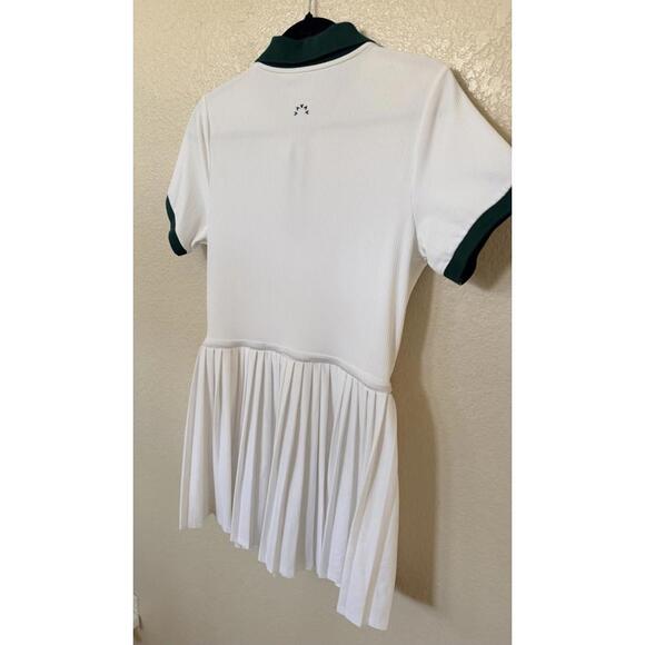 New Varley Paloma Short Sleeve Court Mini Dress In White/Forest Size M - Picture 10 of 13